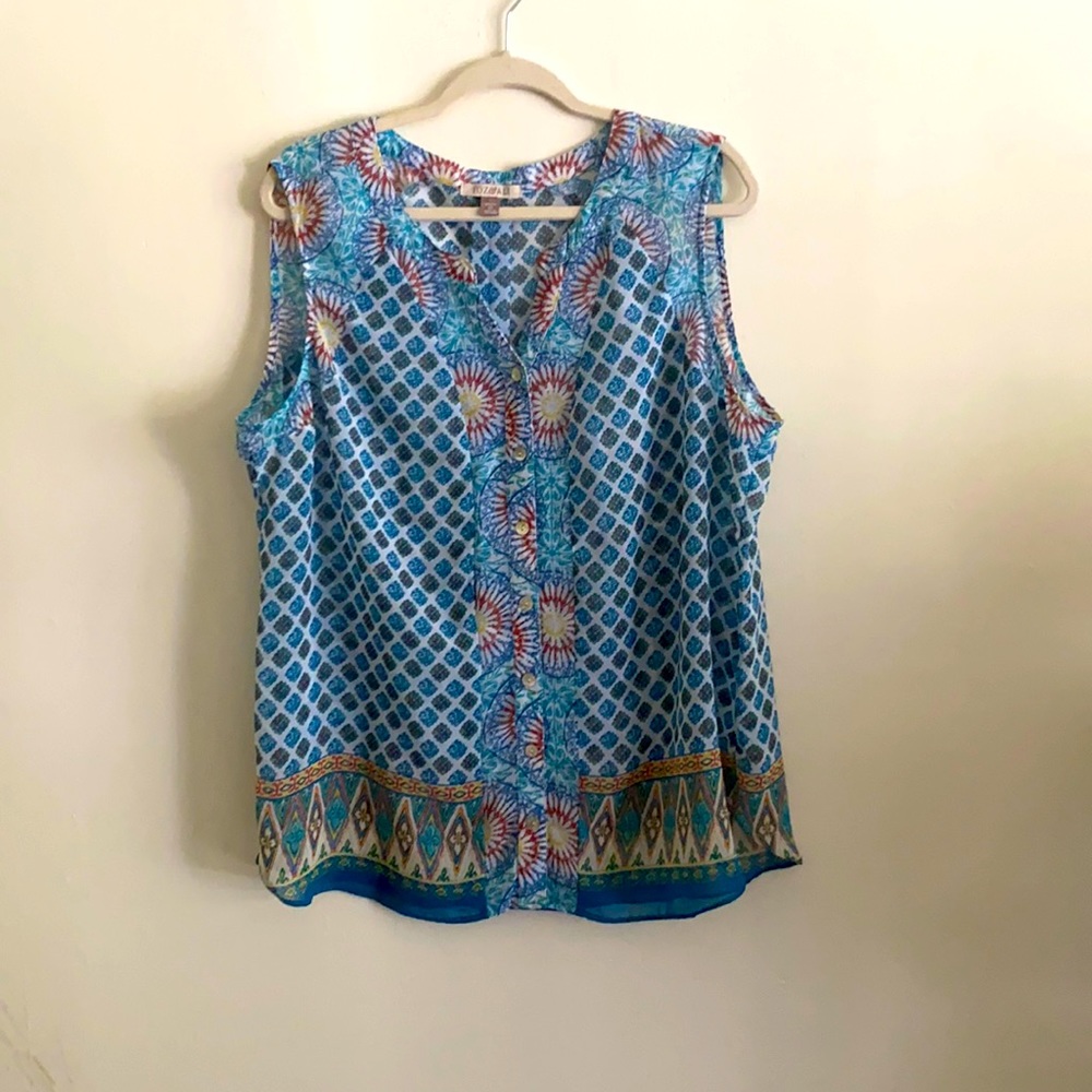 Roz & Ali Blue Pattern Blouse